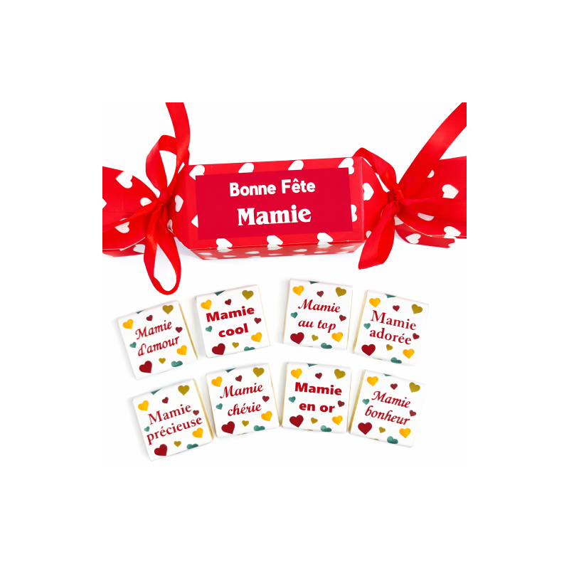 Papillote "Bonne Fête Mamie" 8 carrés de chocolat noir